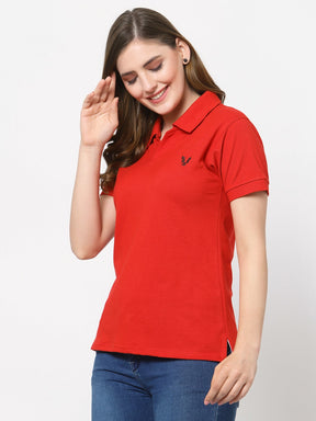 UZARUS Women's Cotton Polo Collar Neck T-Shirt Top