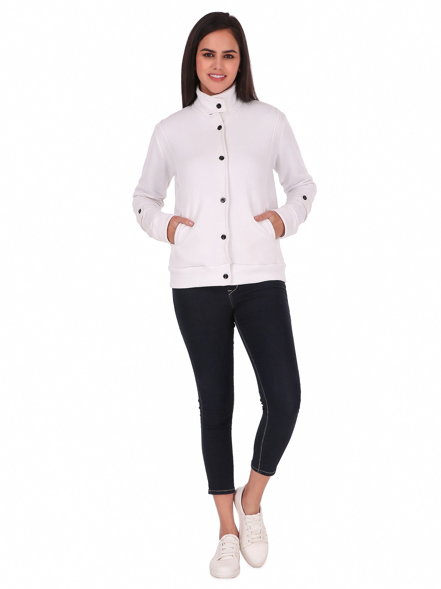 Women's Solid Cotton Tailored Full Sleeve Jacket