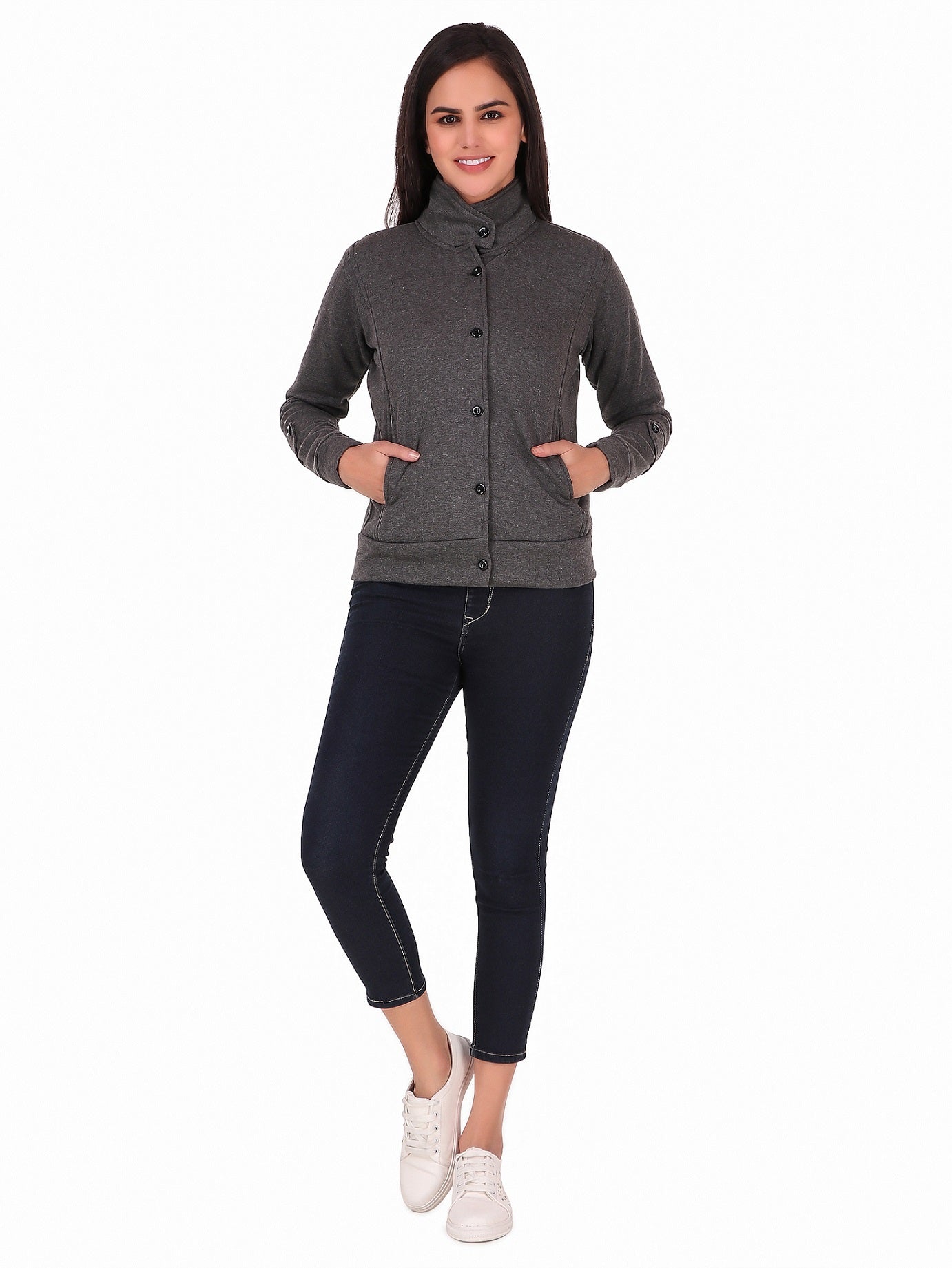 Women's Solid Cotton Tailored Full Sleeve Jacket