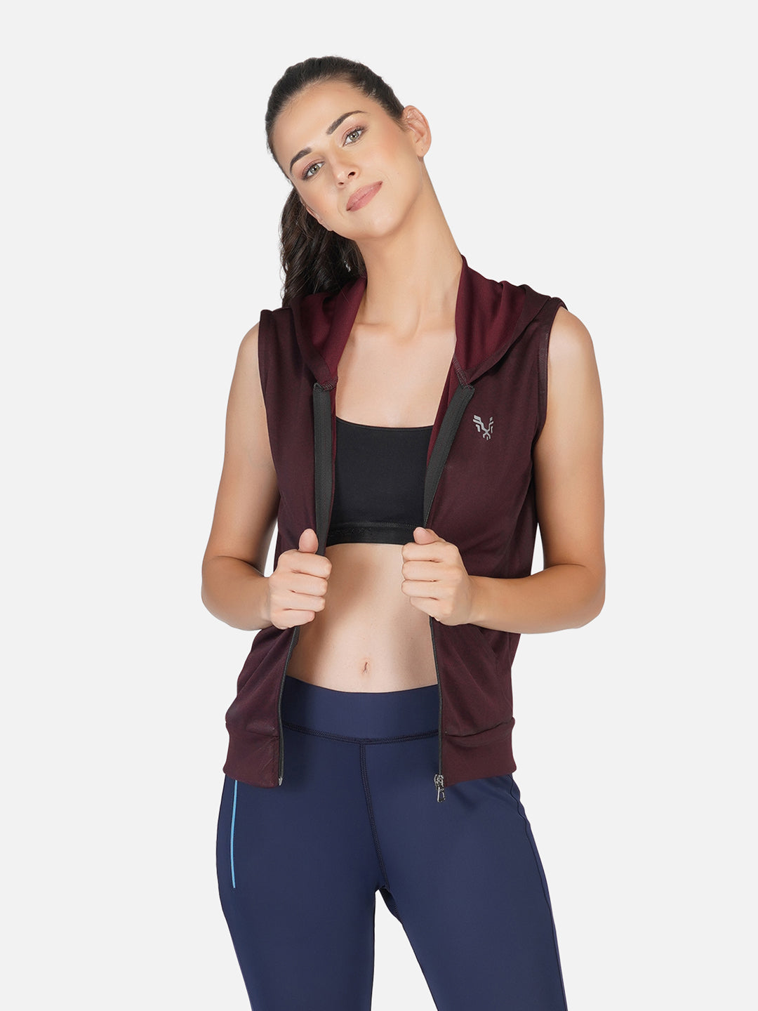 Uzarus Women's Sleeveless Hooded Training Sports Gym Jacket