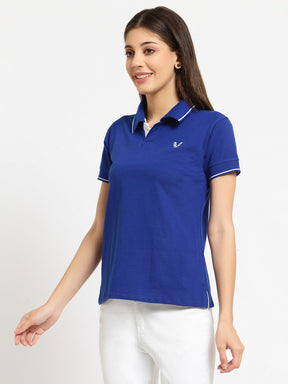 UZARUS Women's Cotton Polo Collar Neck T-Shirt Top