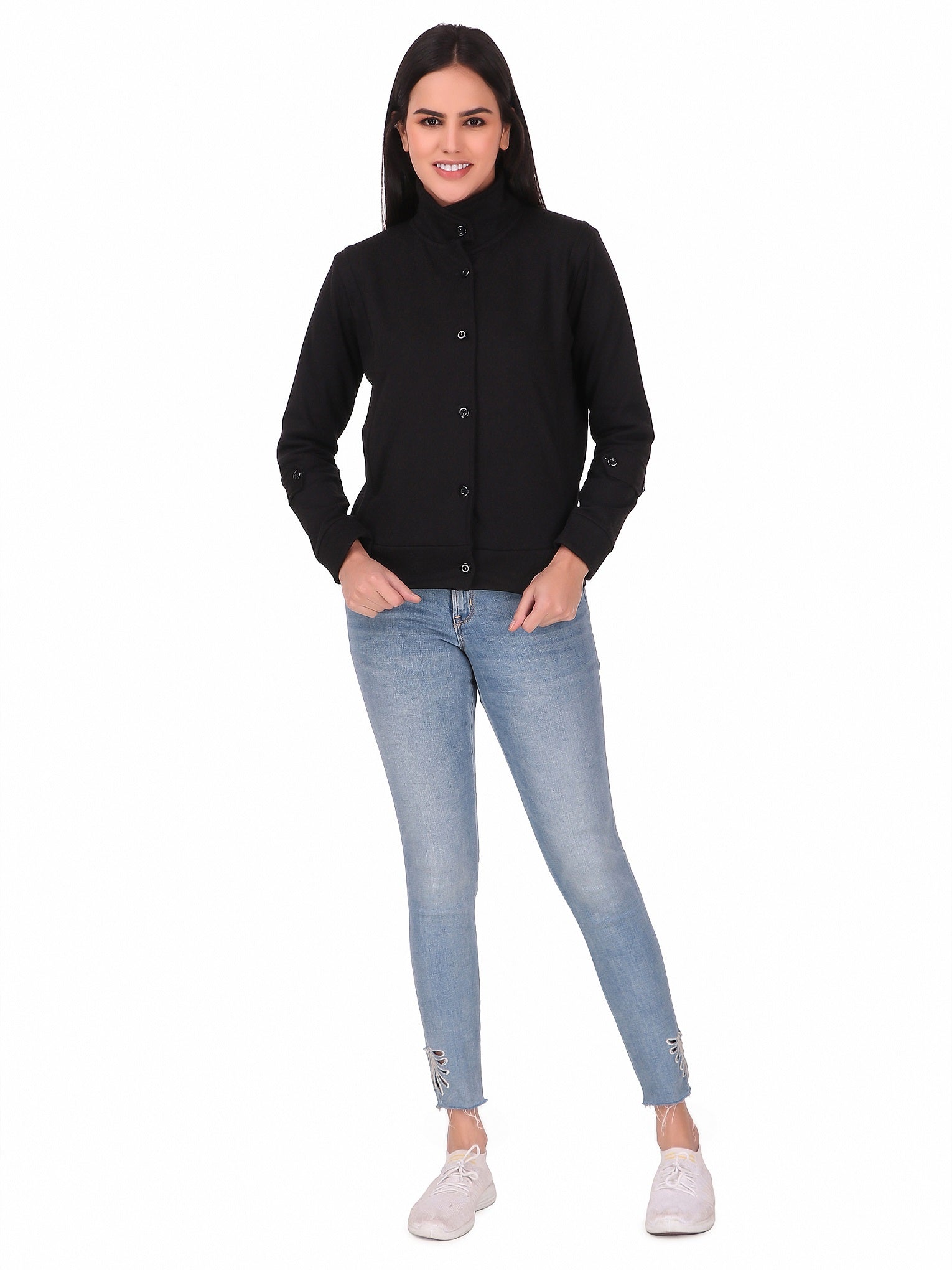 Women's Solid Cotton Tailored Full Sleeve Jacket