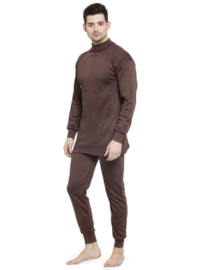 MEN'S SOLID HIGH NECK THERMAL WEAR TOP AND BOTTOM SET