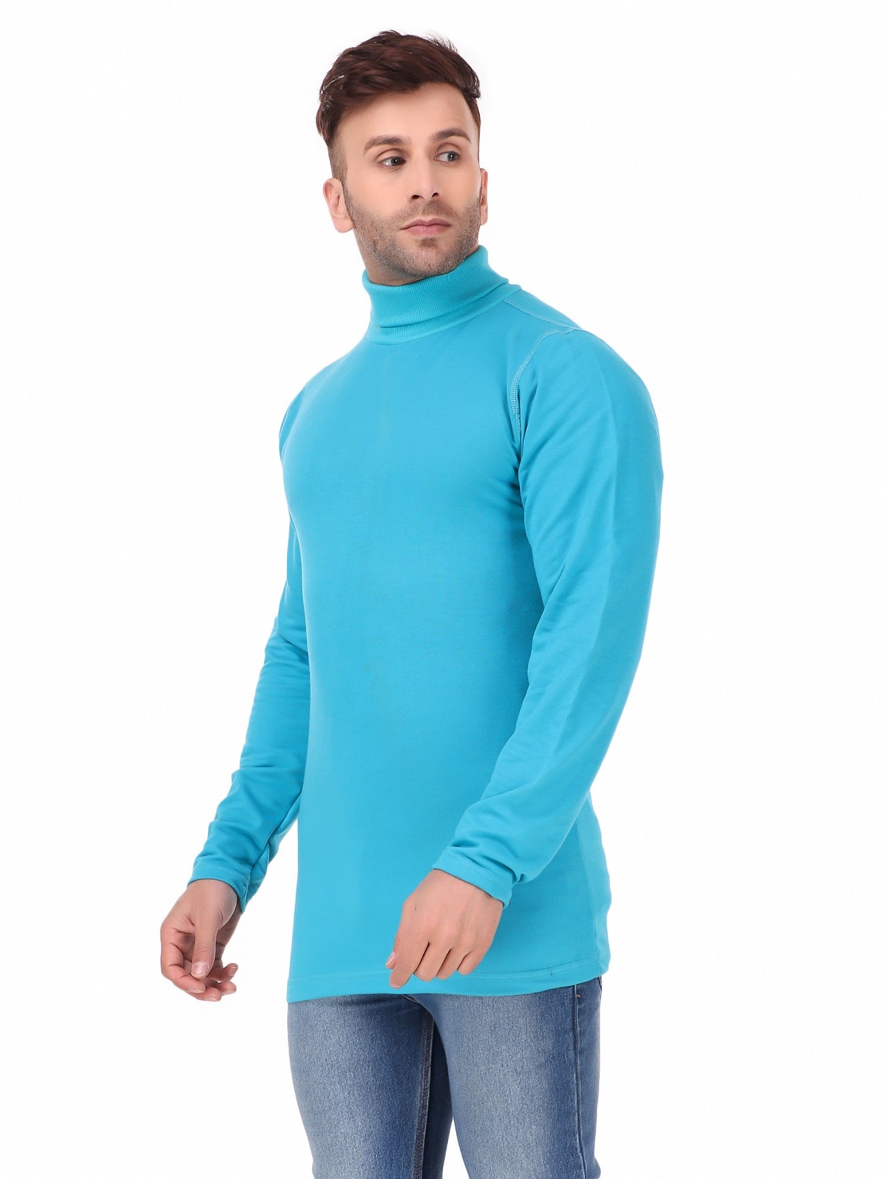 Men's Cotton Solid Full Sleeve Turtle Neck T Shirt for Men