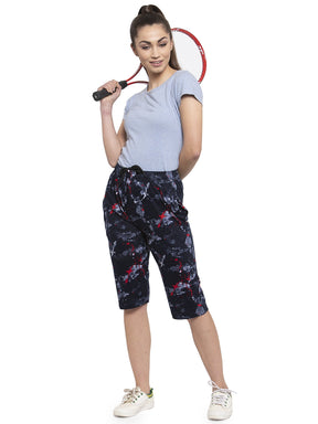 Women's Cotton Three Fourth Capri Shorts With Two Zippered Pockets