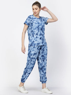 Uzarus Pajama Set for Woman| Animal Print Tie-Dye Night Suit Set| Lounge Wear| Full Pair Set for Women| Outfit for Girls| Nightwear| Tracking| Outdoor Pajama Set