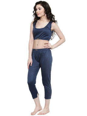 WOMEN'S SOLID INNER THERMAL WEAR TOP AND BOTTOM SET
