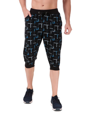 Men's Cotton Three Fourth Capri Shorts With Two Zippered Pockets