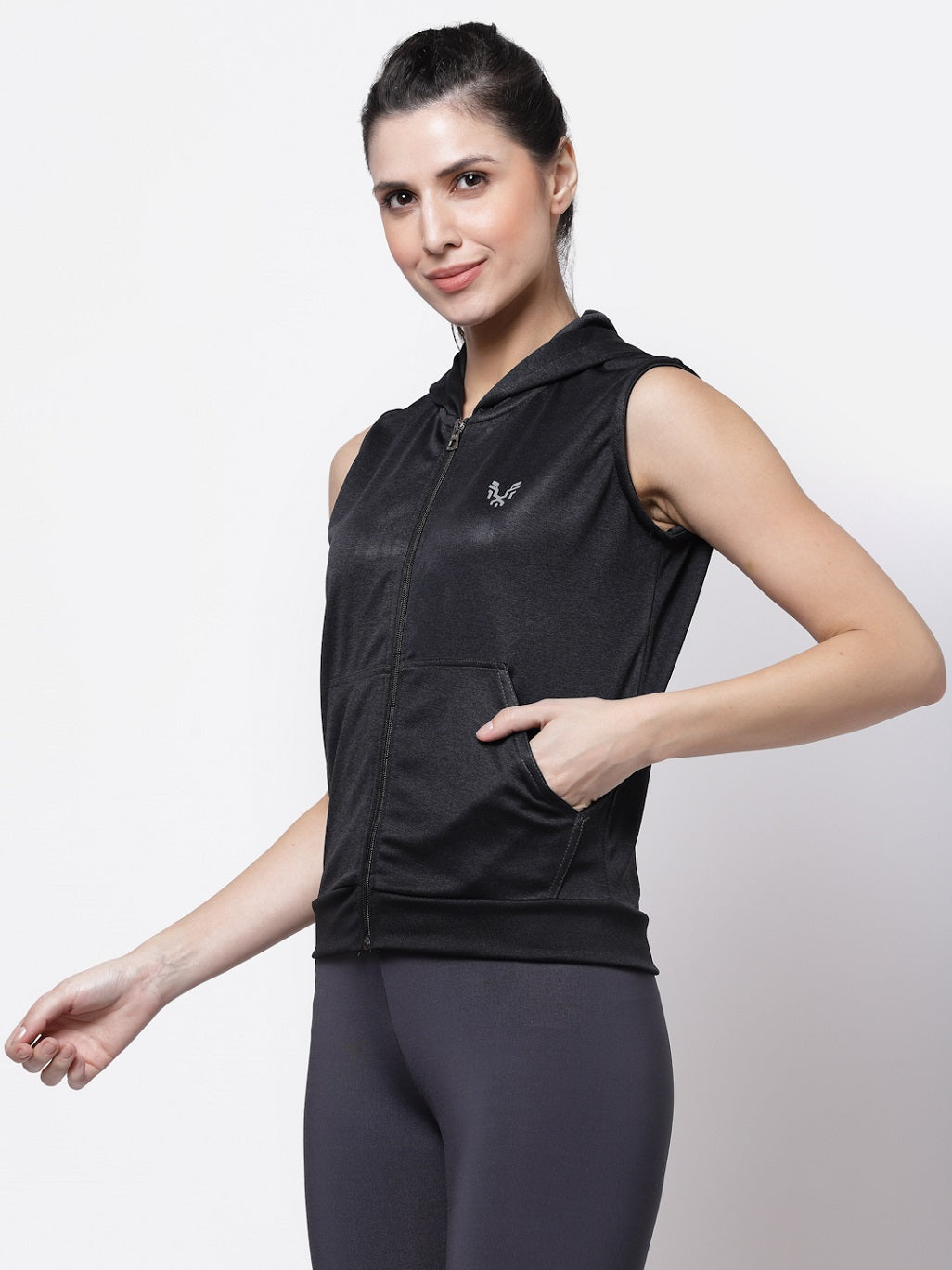 Uzarus Women's Sleeveless Hooded Training Sports Gym Jacket