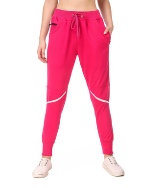 Women's Cotton Slim Fit Joggers Track Pants with 2 Zippered Pockets