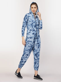 UZARUS Women Printed Hooded Zipper Full Sleeves Track Suit Co-ord Set
