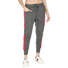 Women's Cotton Slim Fit Joggers Track Pants with 2 Zippered Pockets