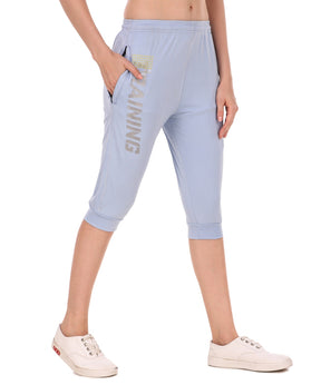 Women's Stretchable Lycra 3/4th Capri with 2 Zippered Pockets for Gym, Yoga, Workout and Casual Wear