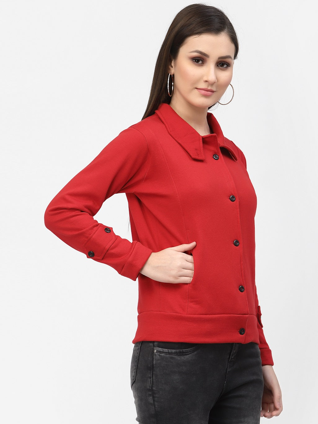 Women's Solid Cotton Tailored Full Sleeve Jacket