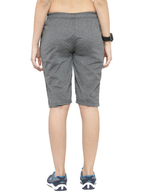 Women's Cotton Three Fourth Capri Shorts With Two Zippered Pockets