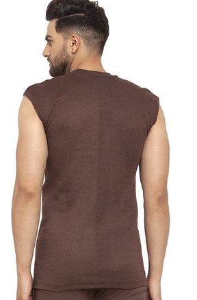 MEN'S SLEEVELESS SOLID ROUND NECK THERMAL TOP