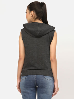 UZARUS Women's Half Sleeves Cotton Anthra Jacket with Hood