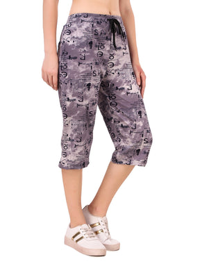 Women's Cotton Three Fourth Capri Shorts With Two Zippered Pockets