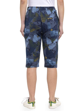 Women's Cotton Three Fourth Capri Shorts With Two Zippered Pockets