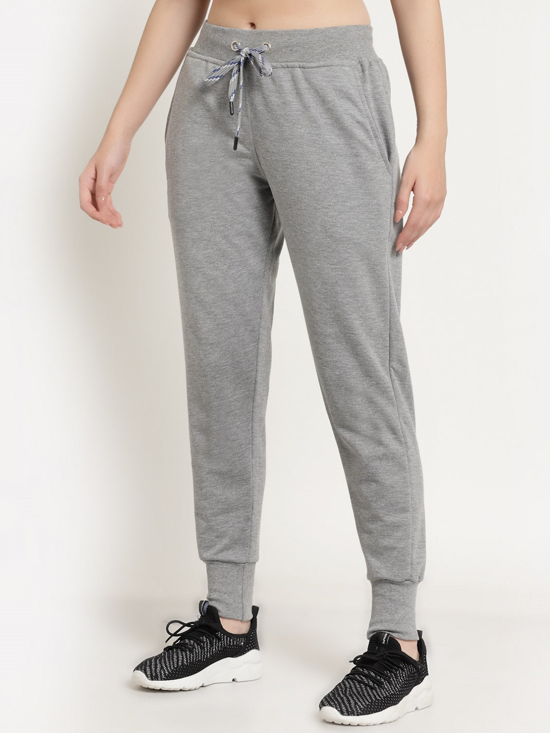 Women's Cotton Regular Fit Joggers Track Pants with Zippered Pocket