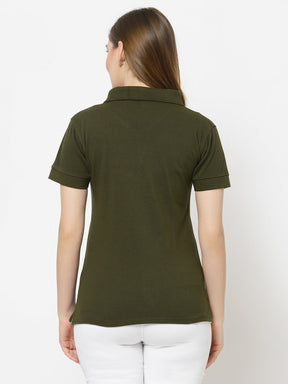 UZARUS Women's Cotton Polo Collar Neck T-Shirt Top