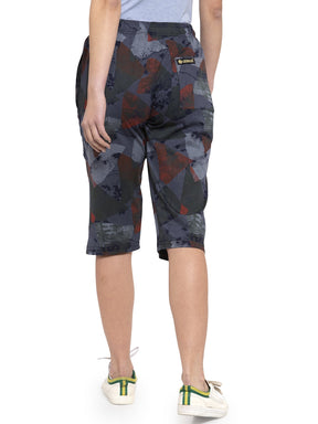 Women's Cotton Three Fourth Capri Shorts With Two Zippered Pockets