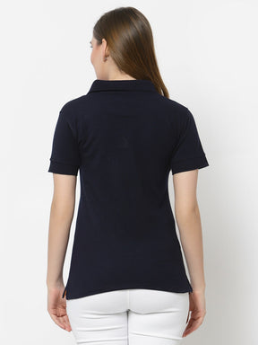 UZARUS Women's Cotton Polo Collar Neck T-Shirt Top