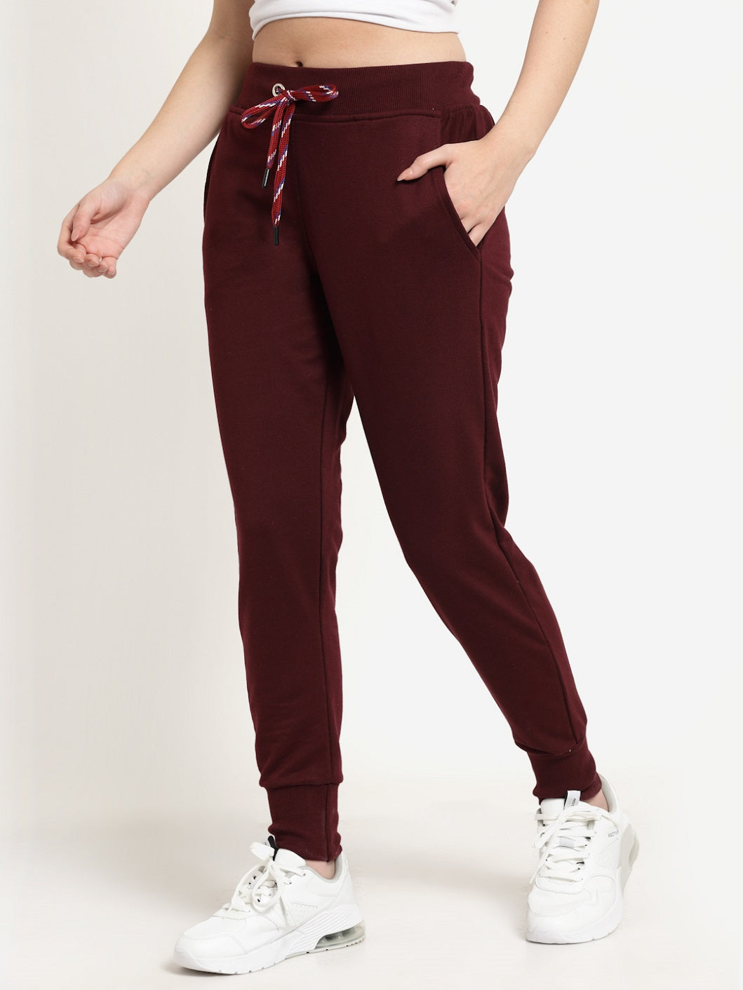 Women's Cotton Regular Fit Joggers Track Pants with Zippered Pocket