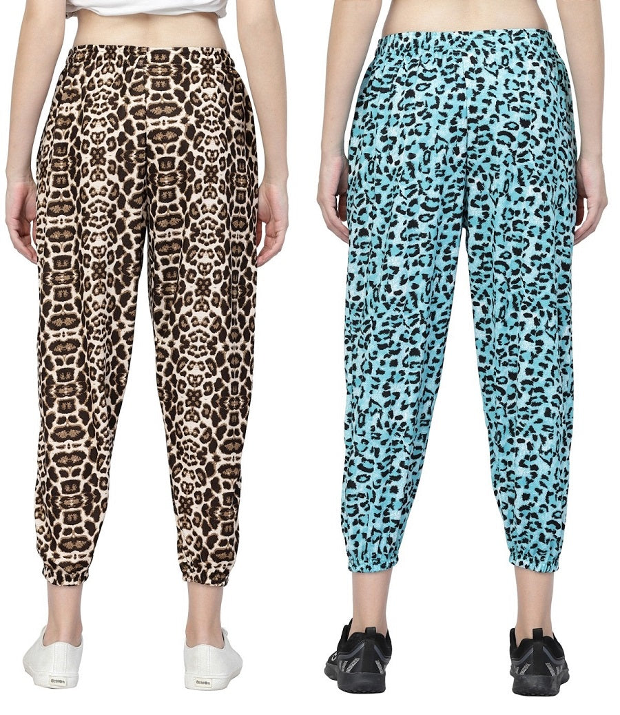 UZARUS Printed Joggers Trackpant Night Dress Lounge Wear Printed Pyjama/Pyjami for Women and Girls Combo - (Pack of 2)