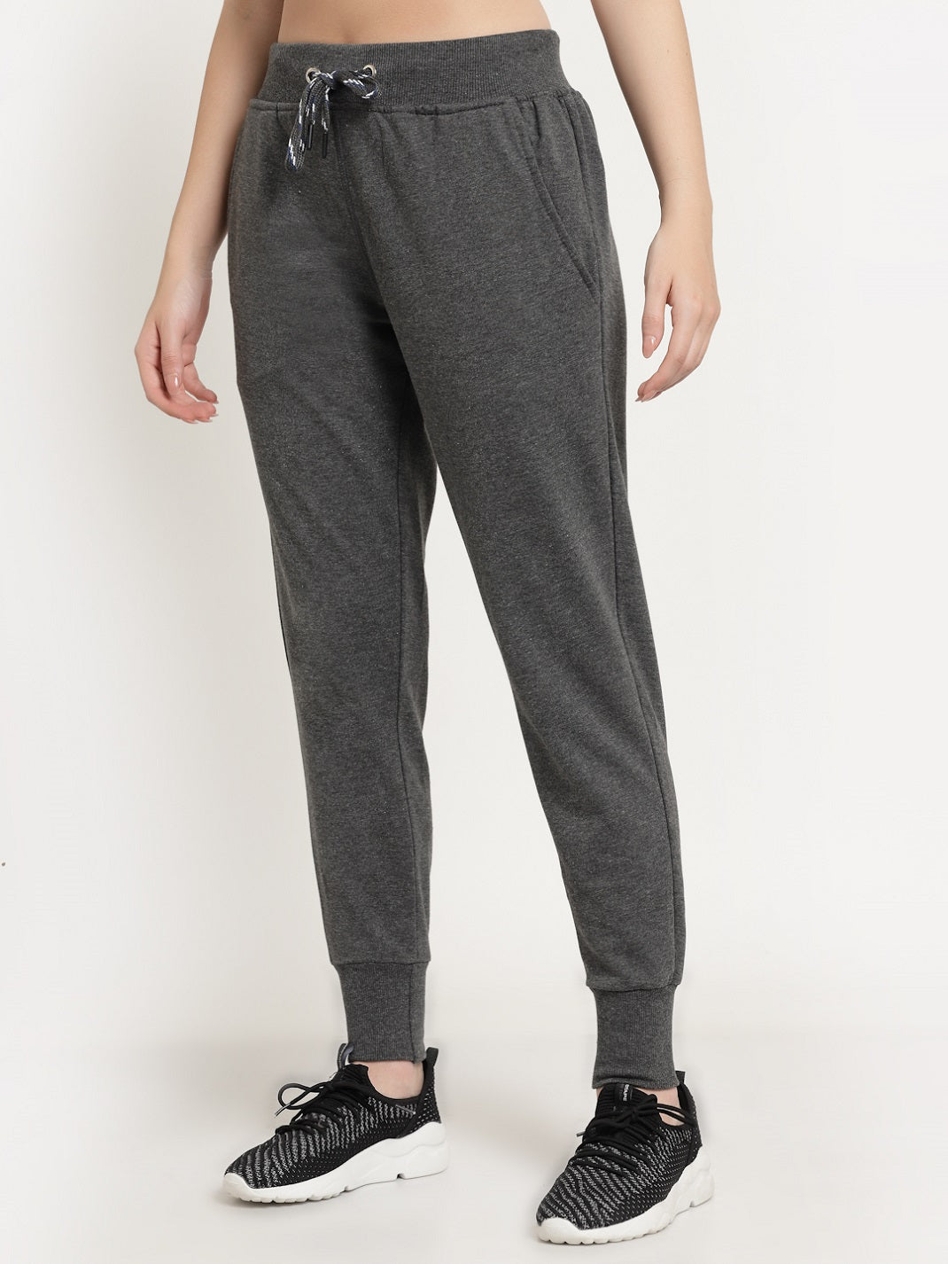 Women's Cotton Regular Fit Joggers Track Pants with Zippered Pocket