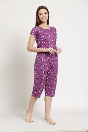 fcity.in - Khwaish Trendy 4xl Size Round Neck Stylish Capri Night Suits For  /