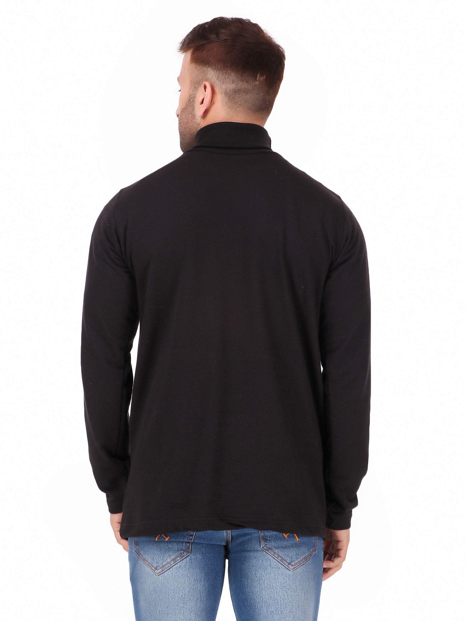 Men's Cotton Solid Full Sleeve Turtle Neck T Shirt for Men