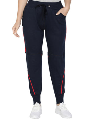 Women's Cotton Slim Fit Joggers Track Pants with 2 Zippered Pockets