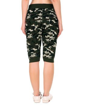 Women's Cotton Three Fourth Capri Shorts With Two Zippered Pockets