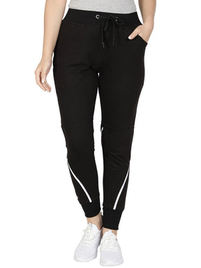 Women's Cotton Slim Fit Joggers Track Pants with 2 Zippered Pockets