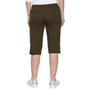 Women's Cotton Three Fourth Capri Shorts With Two Zippered Pockets
