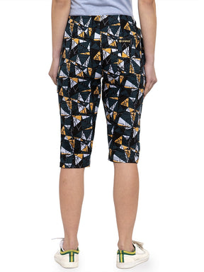 Women's Cotton Three Fourth Capri Shorts With Two Zippered Pockets