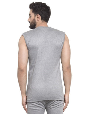 MEN'S SLEEVELESS SOLID ROUND NECK THERMAL TOP