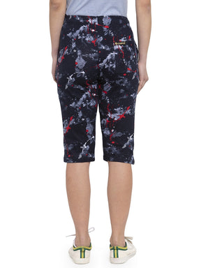 Women's Cotton Three Fourth Capri Shorts With Two Zippered Pockets