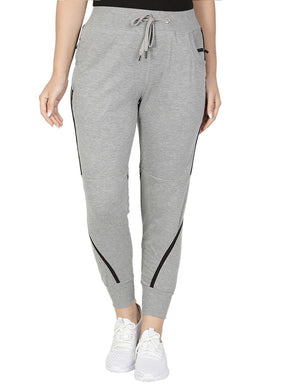 Women's Cotton Slim Fit Joggers Track Pants with 2 Zippered Pockets