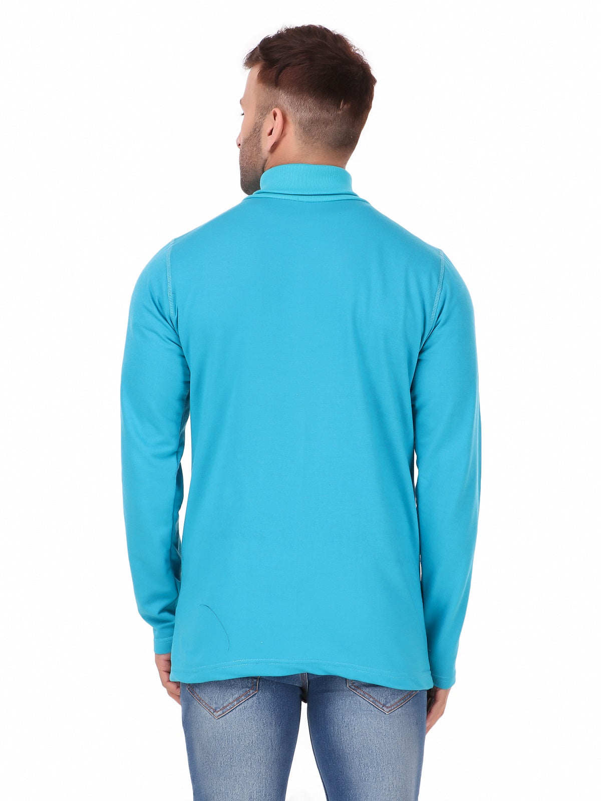 Men's Cotton Solid Full Sleeve Turtle Neck T Shirt for Men