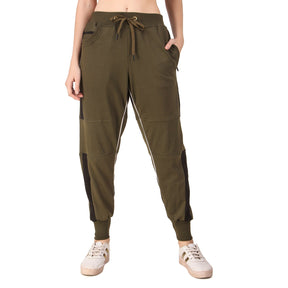 Women's Cotton Slim Fit Joggers Track Pants with 2 Zippered Pockets
