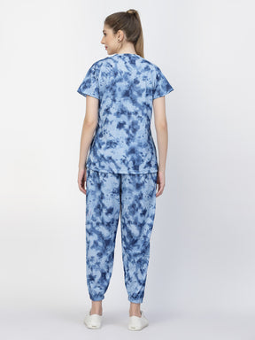 Uzarus Pajama Set for Woman| Animal Print Tie-Dye Night Suit Set| Lounge Wear| Full Pair Set for Women| Outfit for Girls| Nightwear| Tracking| Outdoor Pajama Set