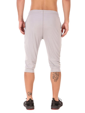 Men's Stretchable Lycra 3/4th Capri with 2 Zippered Pockets for Gym, Yoga, Workout and Casual Wear