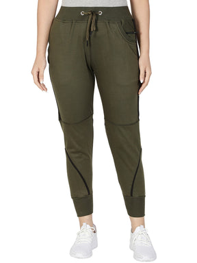 Women's Cotton Slim Fit Joggers Track Pants with 2 Zippered Pockets