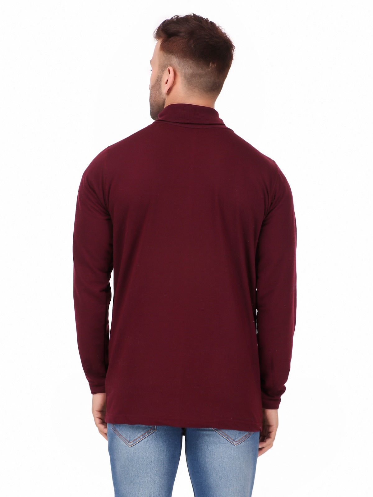 Men's Cotton Solid Full Sleeve Turtle Neck T Shirt for Men