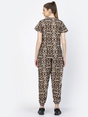 Uzarus Pajama Set for Woman| Animal Print Tie-Dye Night Suit Set| Lounge Wear| Full Pair Set for Women| Outfit for Girls| Nightwear| Tracking| Outdoor Pajama Set