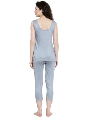 WOMEN'S CUT SLEEVES THERMAL TOP AND BOTTOM SET