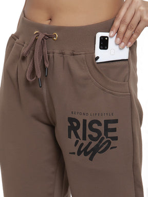 Women's Cotton Slim Fit Joggers Track Pants with 2 Zippered Pockets