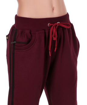 Women's Cotton Slim Fit Joggers Track Pants with 2 Zippered Pockets